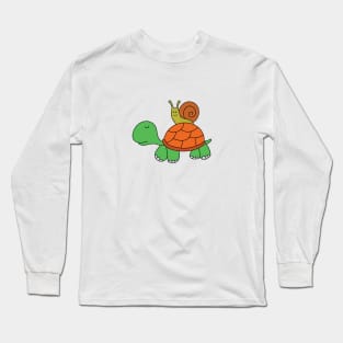 cute snail riding a tortoise Long Sleeve T-Shirt